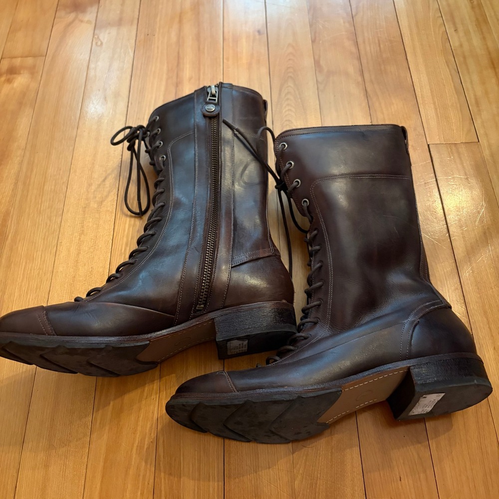 Timberland 4668A Women Brown Leather Lace Up Side Zip Combat Boots Size 7M - Picture 2 of 6